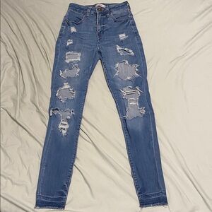 Distressed Blue Jeans